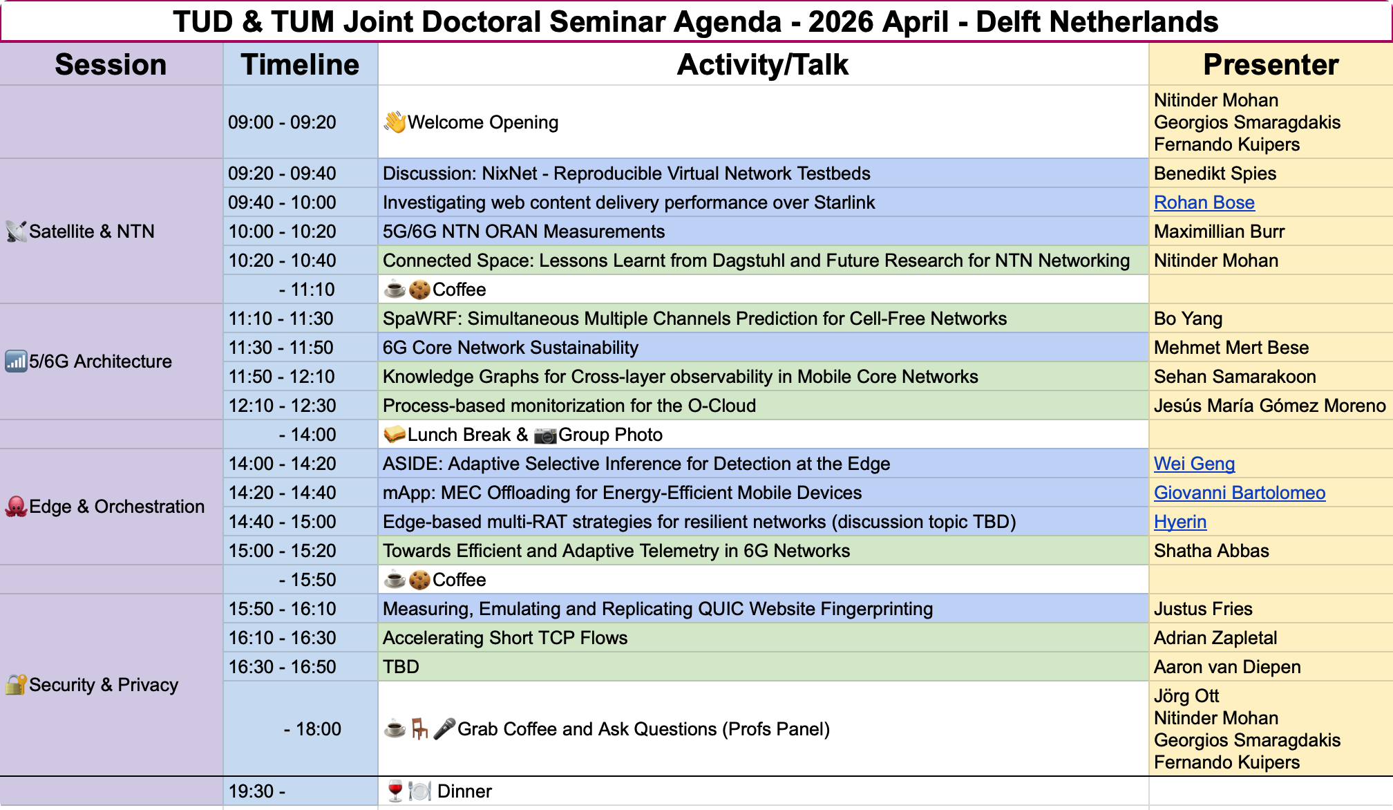 TUM-TUD Joint Doctoral Seminar 2026 agenda