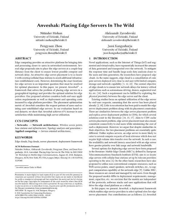 Anveshak: Placing Edge Servers In The Wild