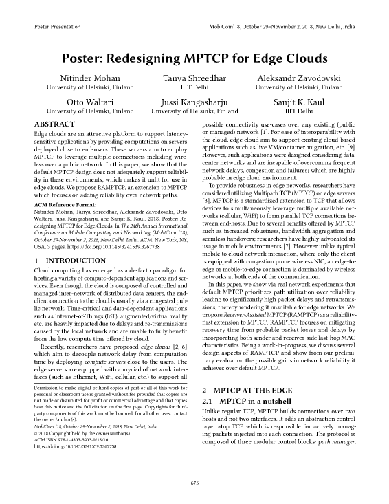 Redesigning MPTCP for Edge Clouds