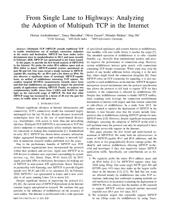From Single Lane to Highways: Analyzing the Adoption of Multipath TCP in the Internet