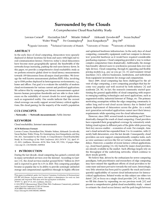 Surrounded by the Clouds: A Comprehensive Cloud Reachability Study