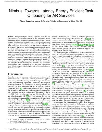 Nimbus: Towards Latency-Energy Efficient Task Offloading for AR Services