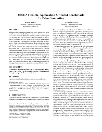 ComB: A Flexible, Application-Oriented Benchmark for Edge Computing