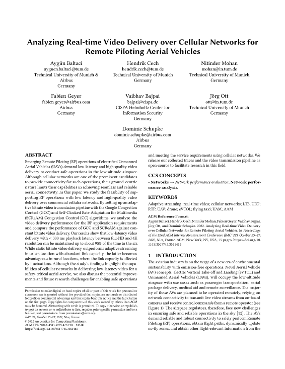 Analyzing Real-time Video Delivery over Cellular Networks for Remote Piloting Aerial Vehicles