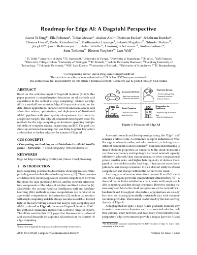 Roadmap for Edge AI: A Dagstuhl Perspective