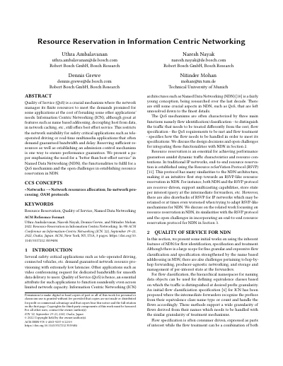 [Poster] Resource Reservation in Information Centric Networking