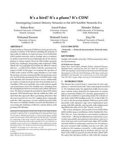 It's a bird? It's a plane? It's CDN!: Investigating Content Delivery Networks in the LEO Satellite Networks Era