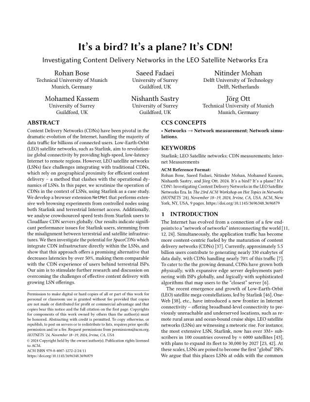 It's a bird? It's a plane? It's CDN!: Investigating Content Delivery Networks in the LEO Satellite Networks Era