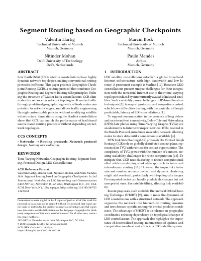 Segment Routing based on Geographic Checkpoints