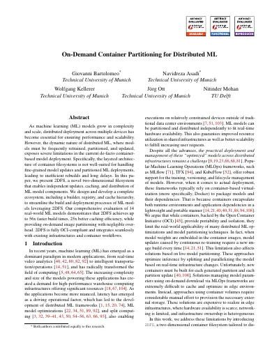 On-Demand Container Partitioning for Distributed Machine Learning