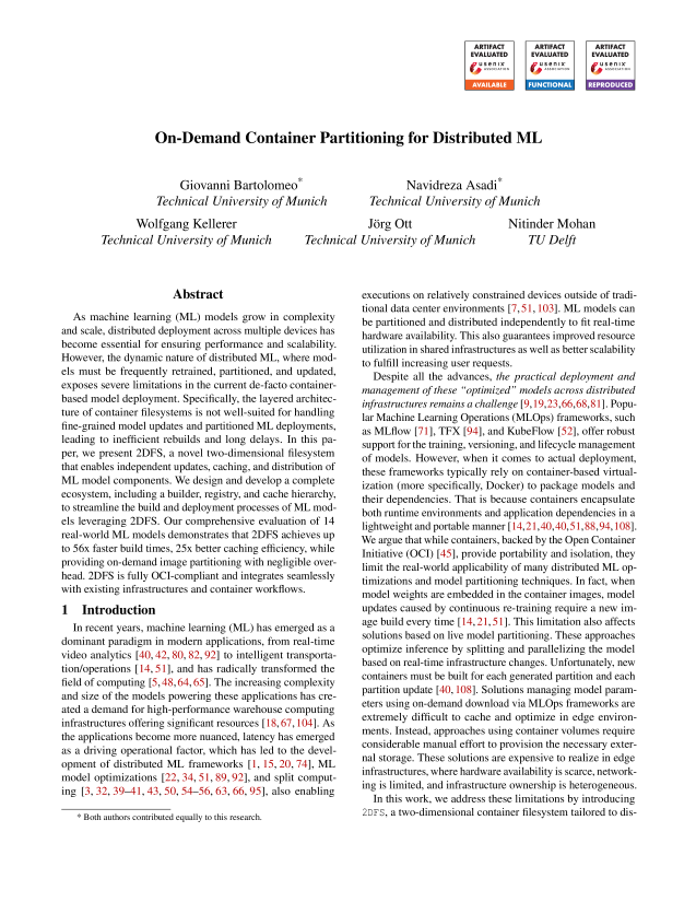 On-Demand Container Partitioning for Distributed Machine Learning