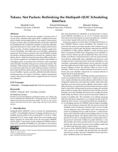 Tokens, Not Packets: Rethinking the Multipath QUIC Scheduling Interface