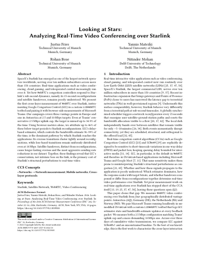 Looking at Stars: Analyzing Real-Time Video Conferencing over Starlink