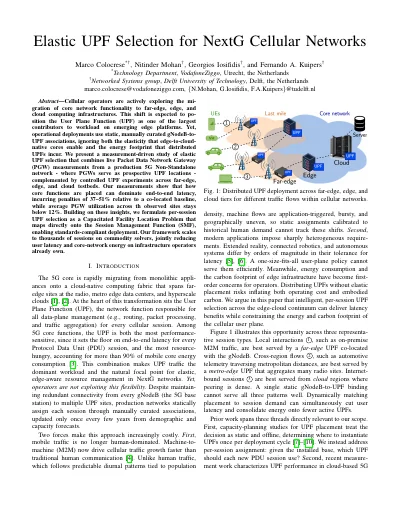 Elastic UPF Selection for NextG Cellular Networks
